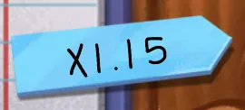 doodle-crash multiplier indicator at a lower early-game level showing the starting point of multiplier progression